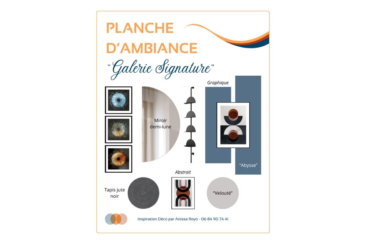 Planche d’inspiration du projet Galerie Signature Planche d’inspiration couleurs et matières pour l’entrée et le couloir à Marcheprime